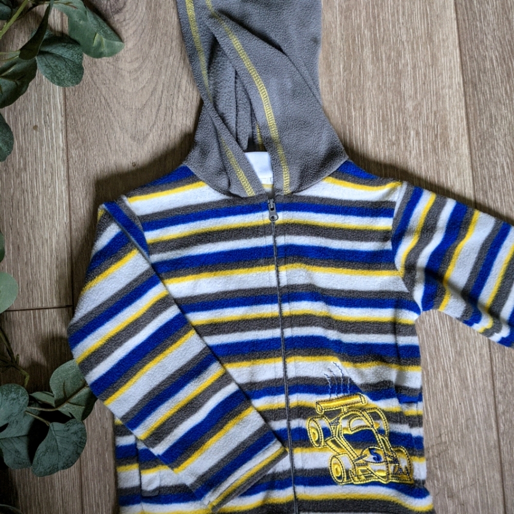 Striped warm sweater with racecar